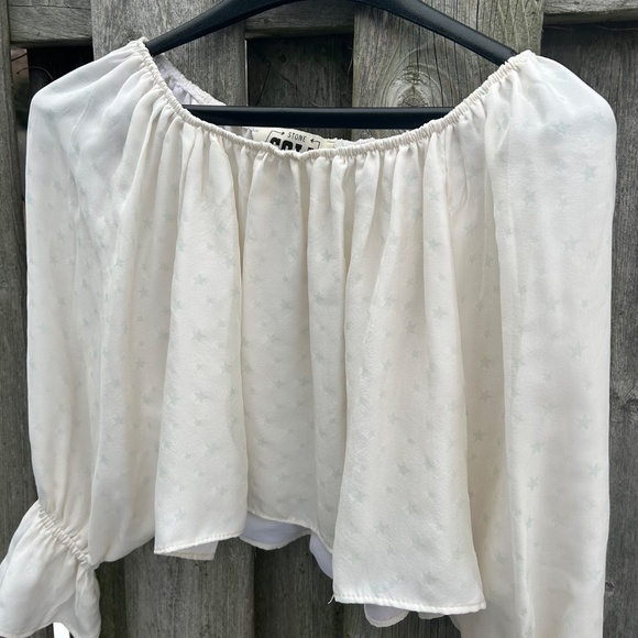 Stone Cold Fox 100% Silk Boho Off Shoulder Crop Top - Picture 2 of 13